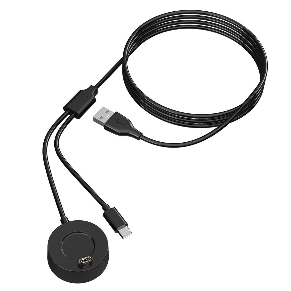 For Garmin Fenix 8 xDfind 2 in 1 USB to Type-C Integrated Watch Charging Base, Length: 1.2m(Black)