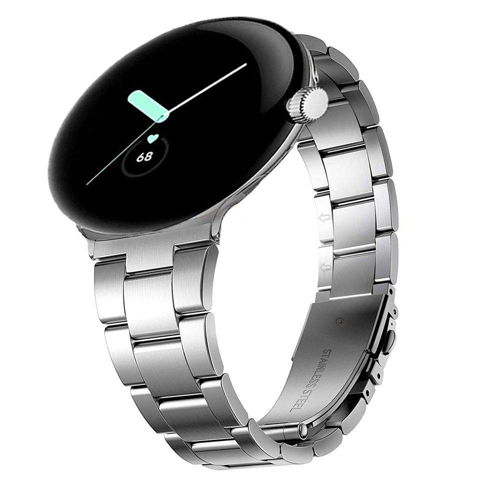 For Google Pixel Watch 4 / 3 / 2 / 1 41mm Slim Three Beads Stainless Steel Watch Band(Black)