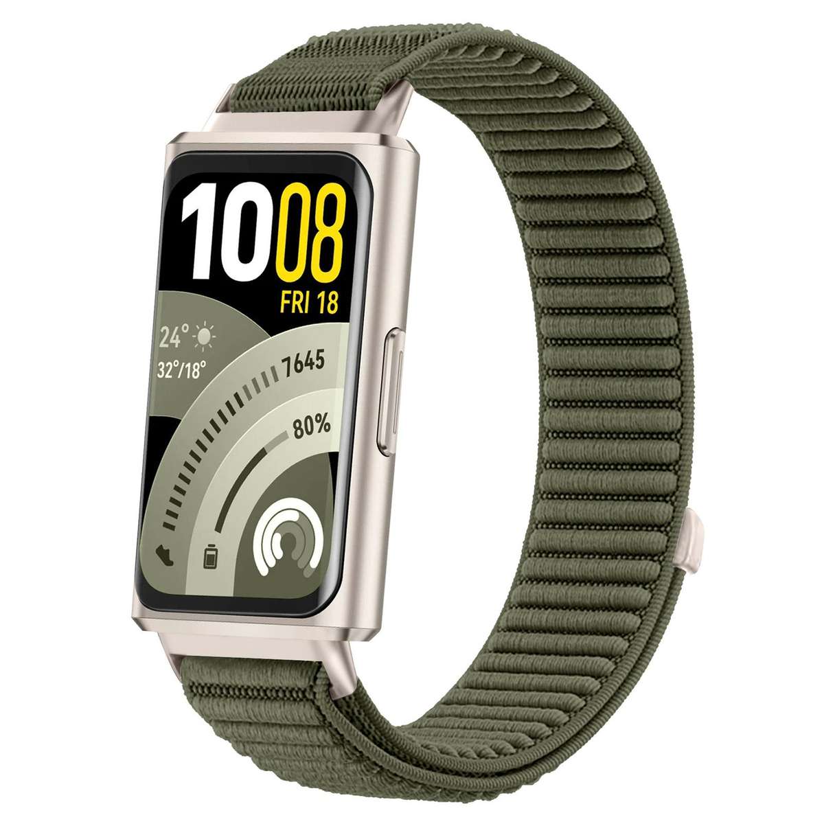 For Huawei Band 11 Pro / 11 xDfind Woven Nylon Hook And Loop Fastener Metal Interface Watch Band(Gre