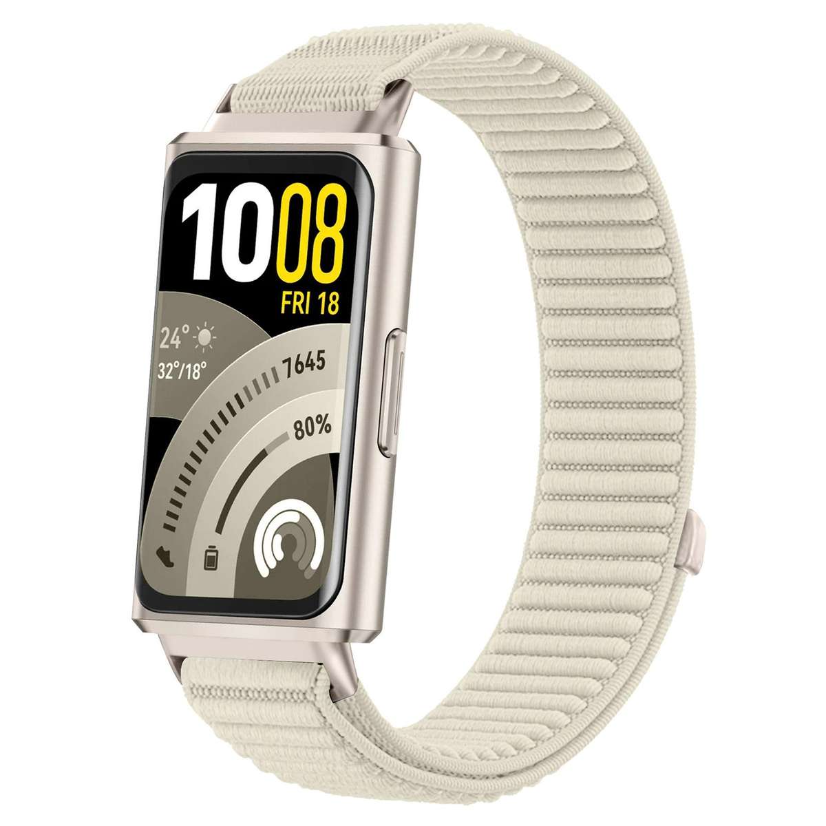 For Huawei Band 11 Pro / 11 xDfind Woven Nylon Hook And Loop Fastener Metal Interface Watch Band(Gre