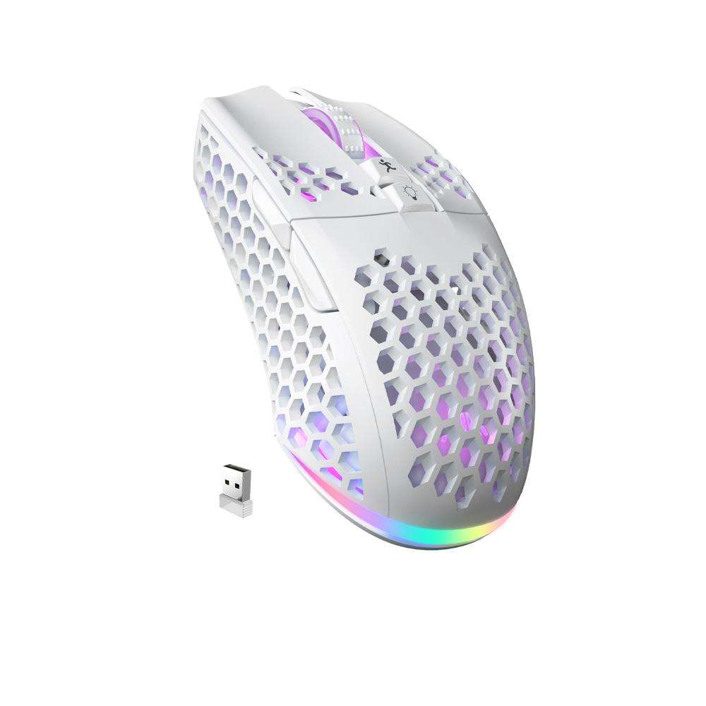 SOLAKAKA SM600 Hollowed Out RGB Tri-mode Wireless Gaming Mouse(White)