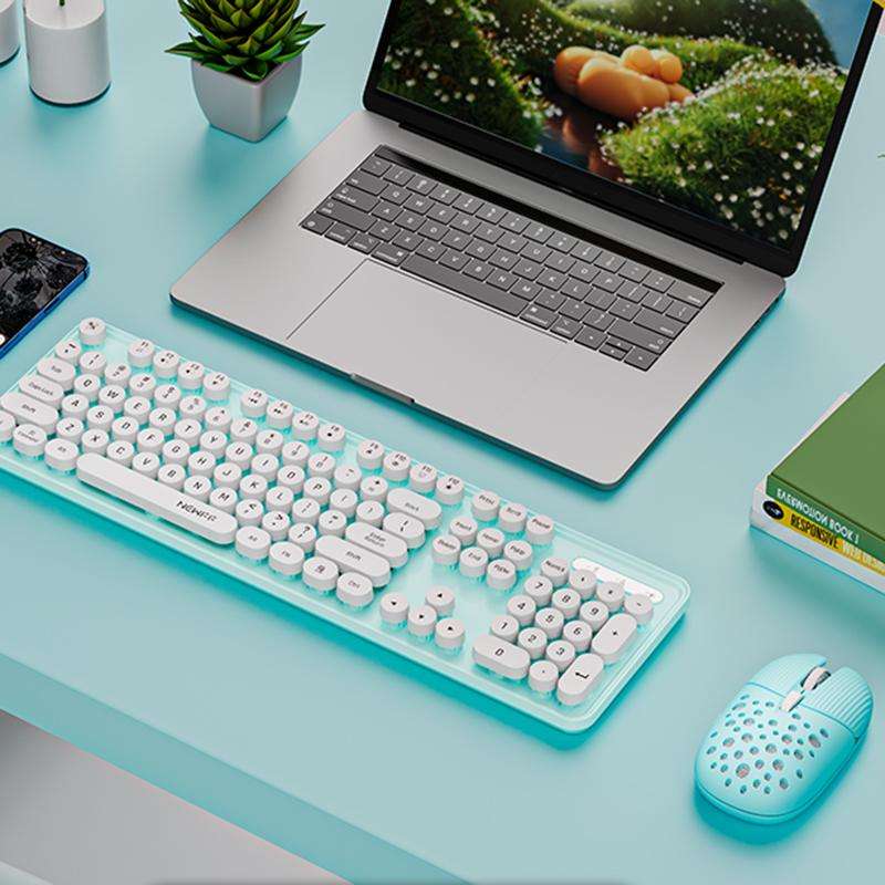 SHIPADOO EF128 2.4G 4800 DPI Wireless Keyboard Mouse Set, Solid Color Series(Green)