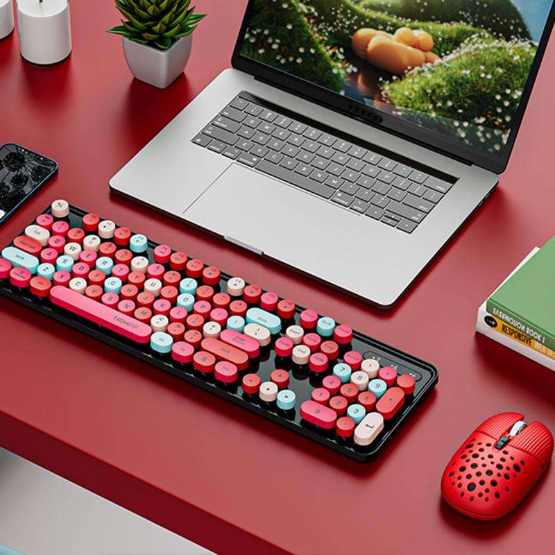 SHIPADOO EF128 2.4G 4800 DPI Wireless Keyboard Mouse Set, Color Mixing Series(Green)
