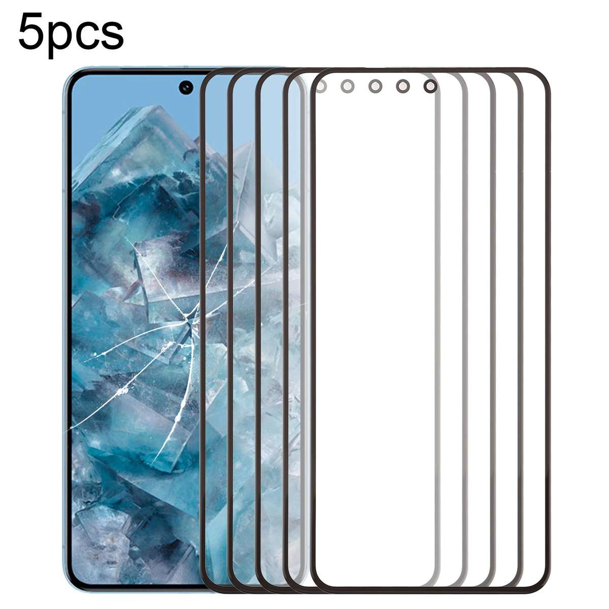 For Google Pixel 8 Pro 5pcs Front Screen Outer Glass Lens with OCA Optically Clear Adhesive