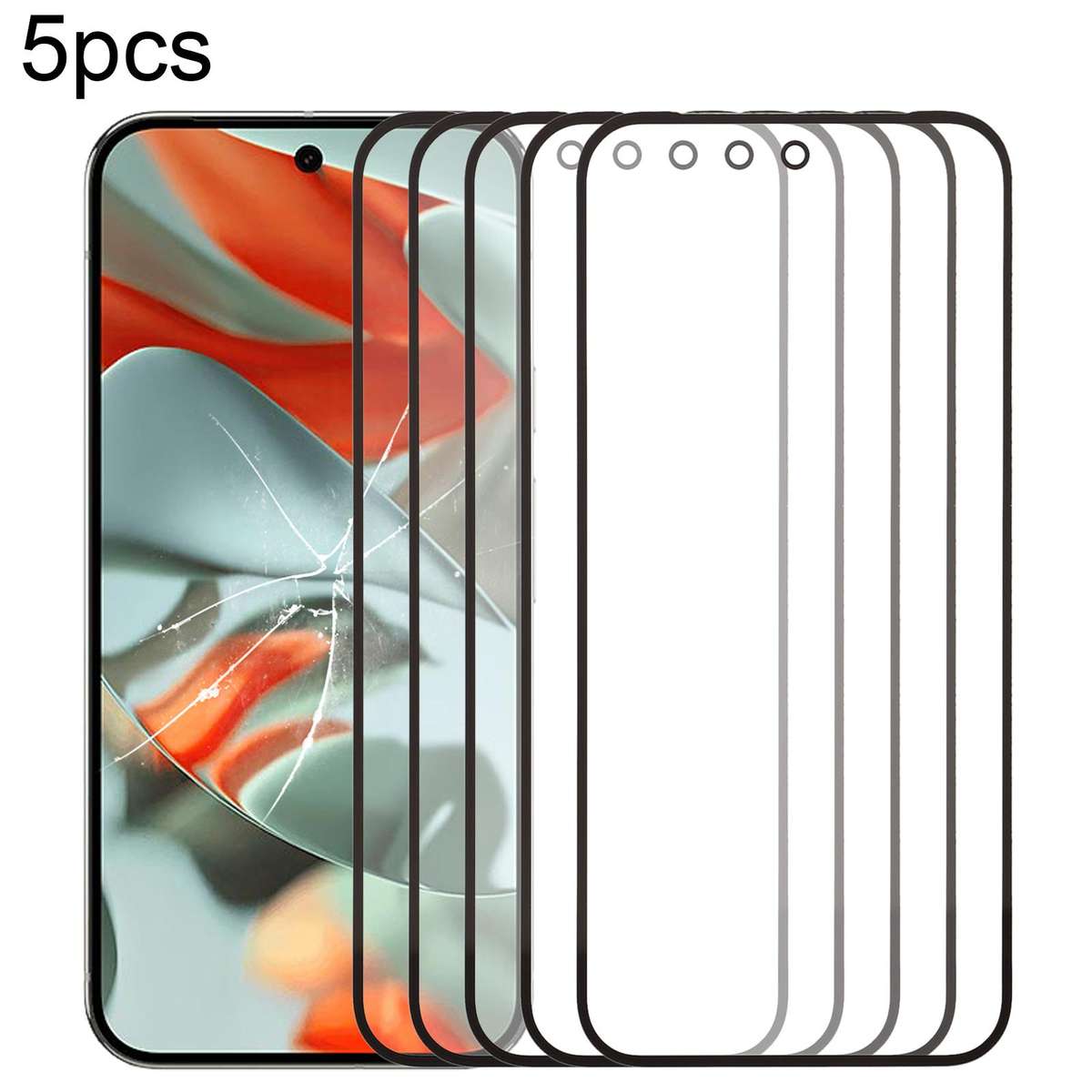 For Google Pixel 9 Pro XL 5pcs Front Screen Outer Glass Lens with OCA Optically Clear Adhesive