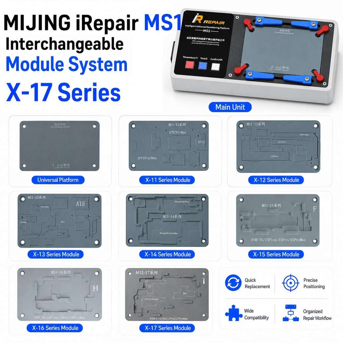 Mijing MS1 Intelligent Desoldering Platform for iPhone X-17 Pro Max, Plug:EU Plug