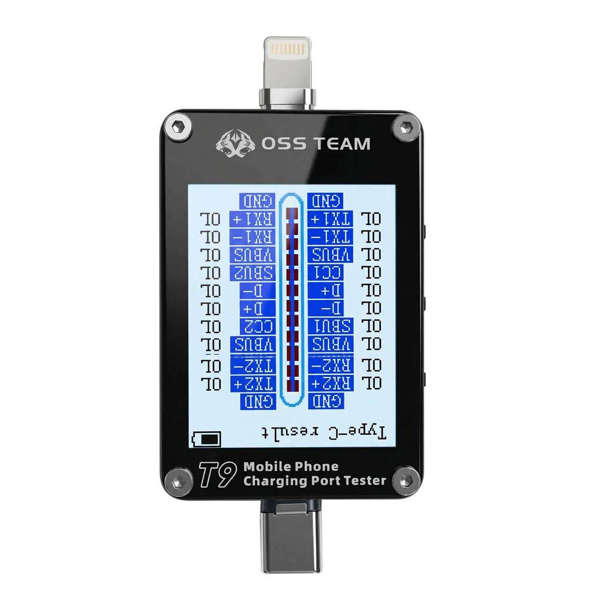 OSS T9 Smart HD Display Lightning & Type-C Tail Plug Tester