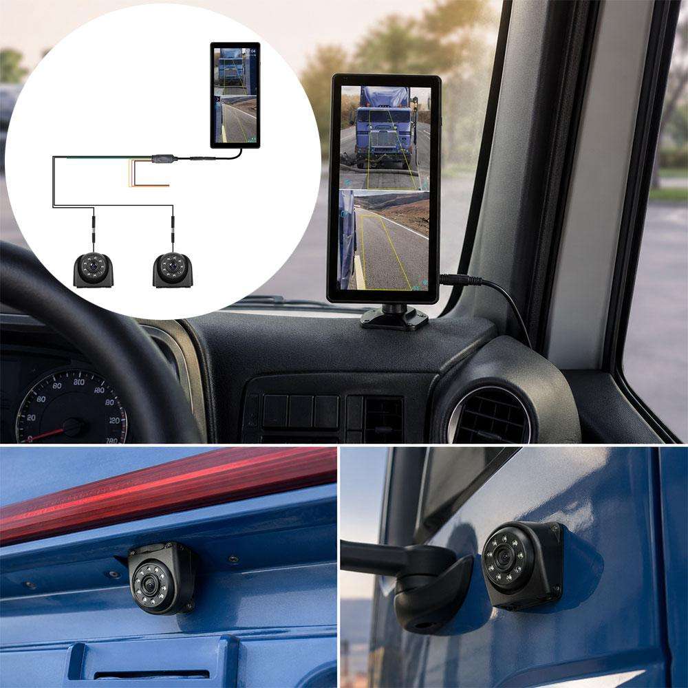 10.36 inch Trucks Electronic Rear-View Mirror Digital HD Wired Touchscreen 2 in 1 Set with BSD DVRs(