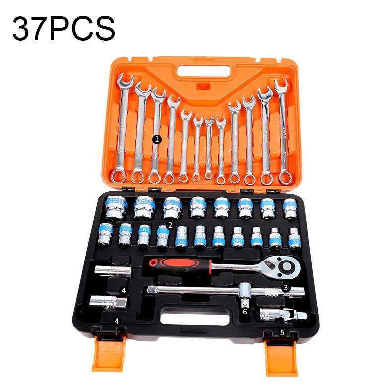 37 In 1 Multi-function Car Repair Combination Toolbox Ratchet Wrench Set