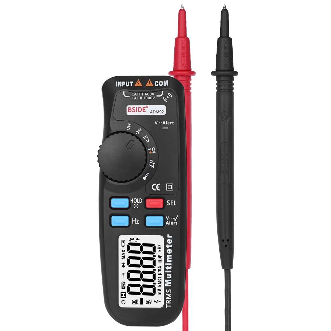 BSIDE ADM92 Handheld True RMS Digital Multimeter Auto Range 6000 Counts TRMS Tester with Live Wire C