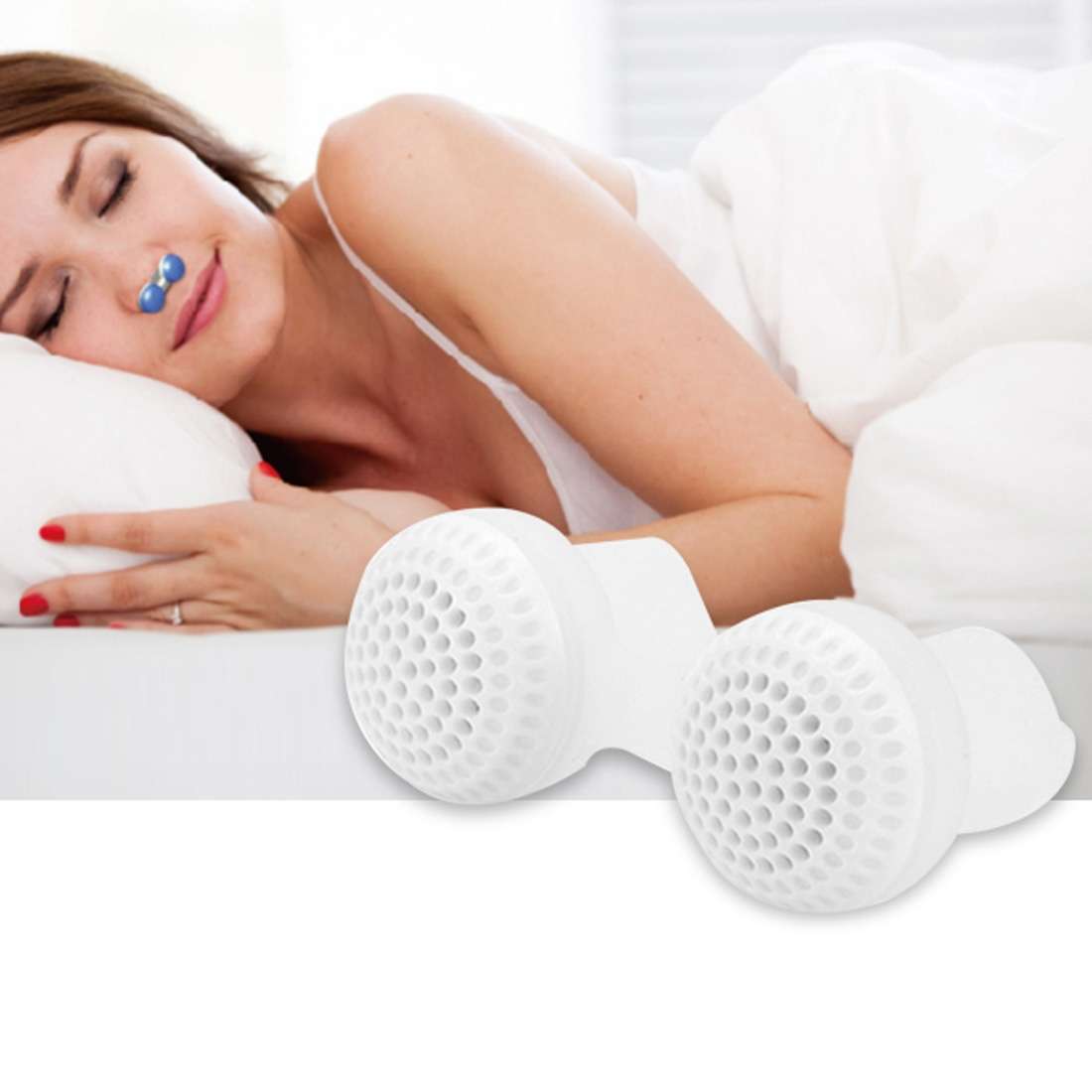 2 PCS 2 in 1 ABS Silicone Anti Snoring Air Purifier(Blue)