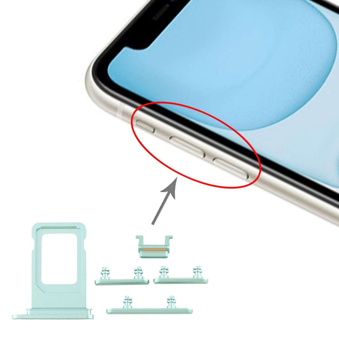 SIM Card Tray + Side Key for iPhone 11(Black)