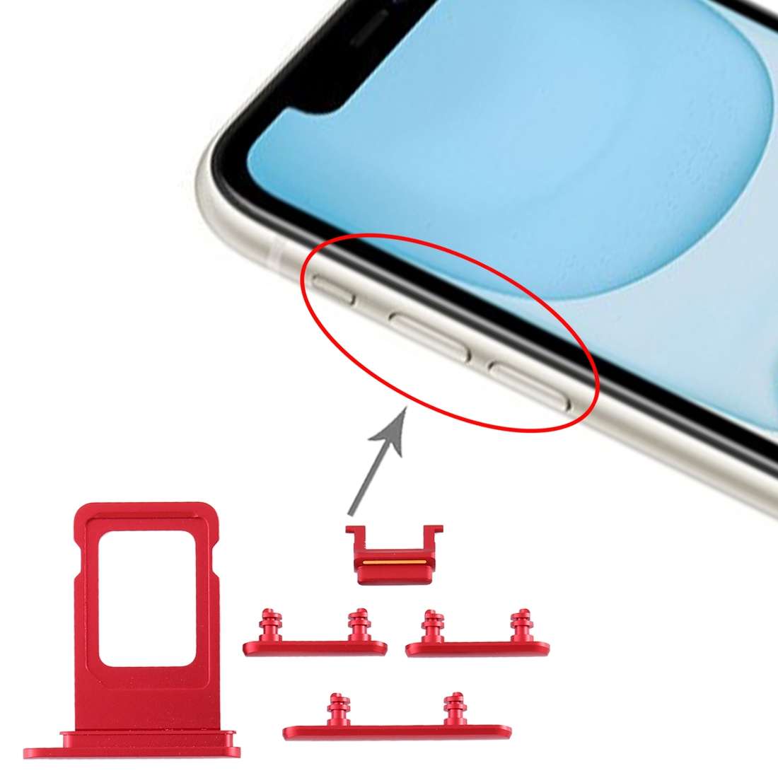 SIM Card Tray + Side Key for iPhone 11(Black)
