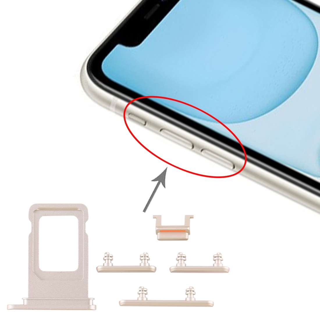 SIM Card Tray + Side Key for iPhone 11(Black)