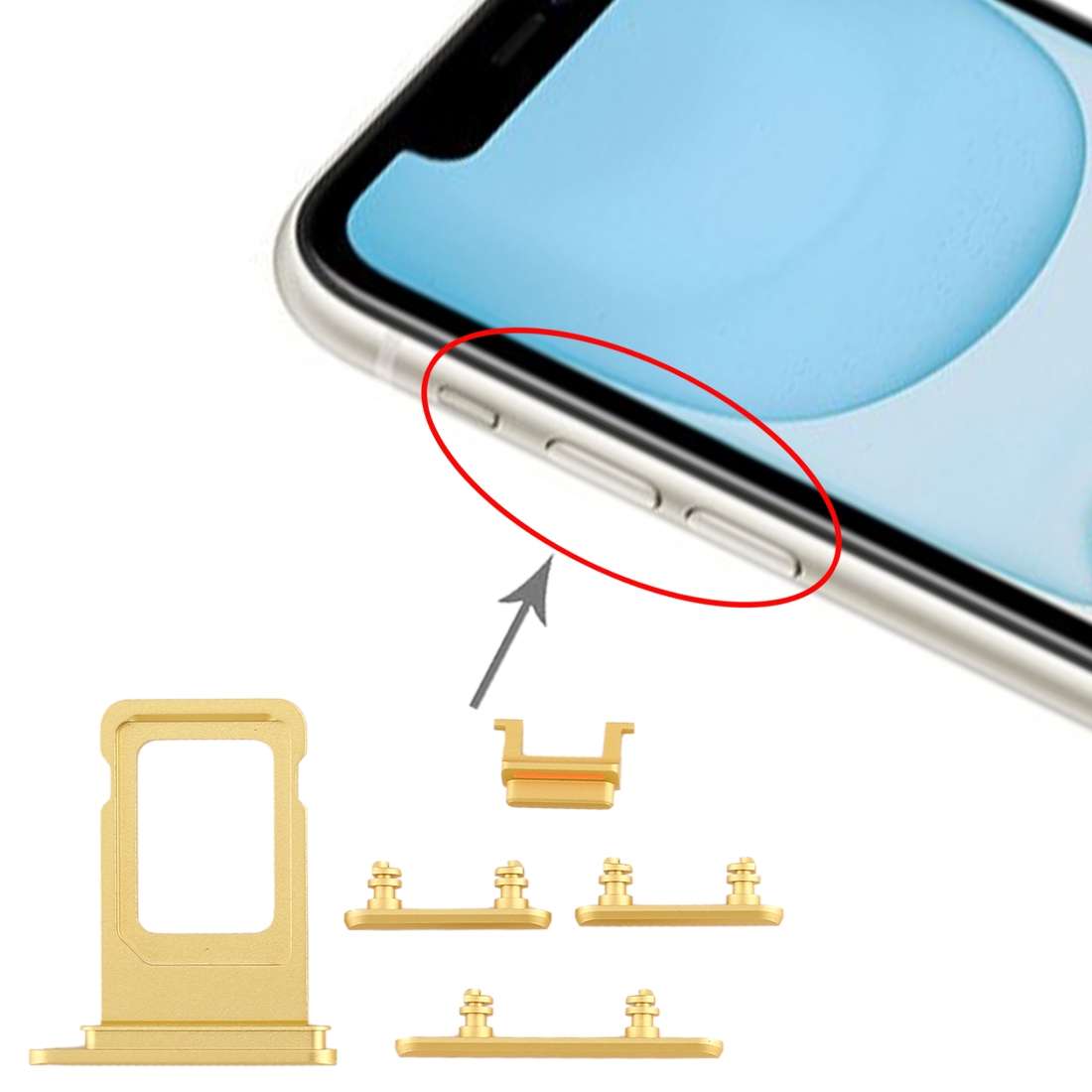 SIM Card Tray + Side Key for iPhone 11(Black)