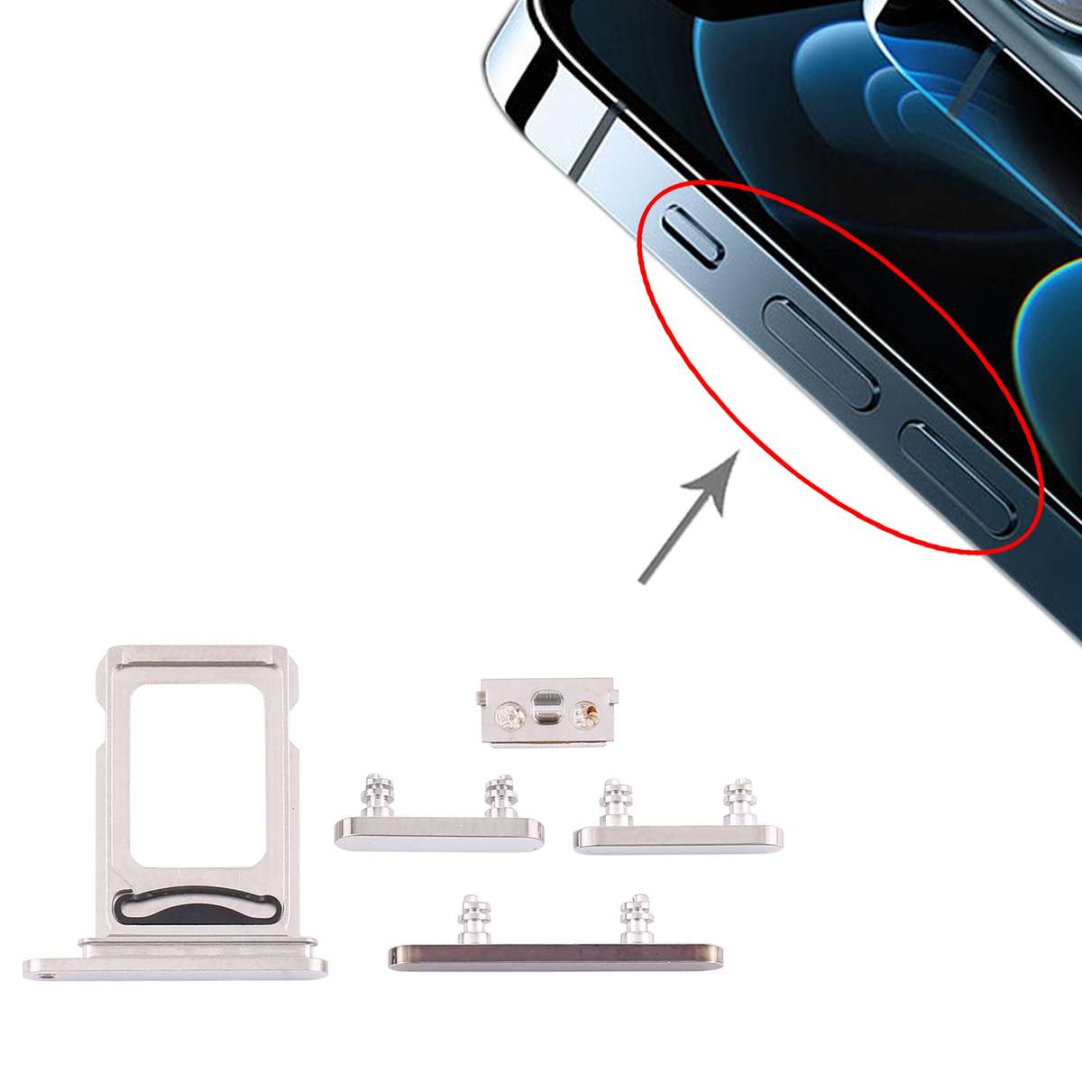SIM Card Tray + SIM Card Tray + Side Keys for iPhone 12 Pro(Graphite)
