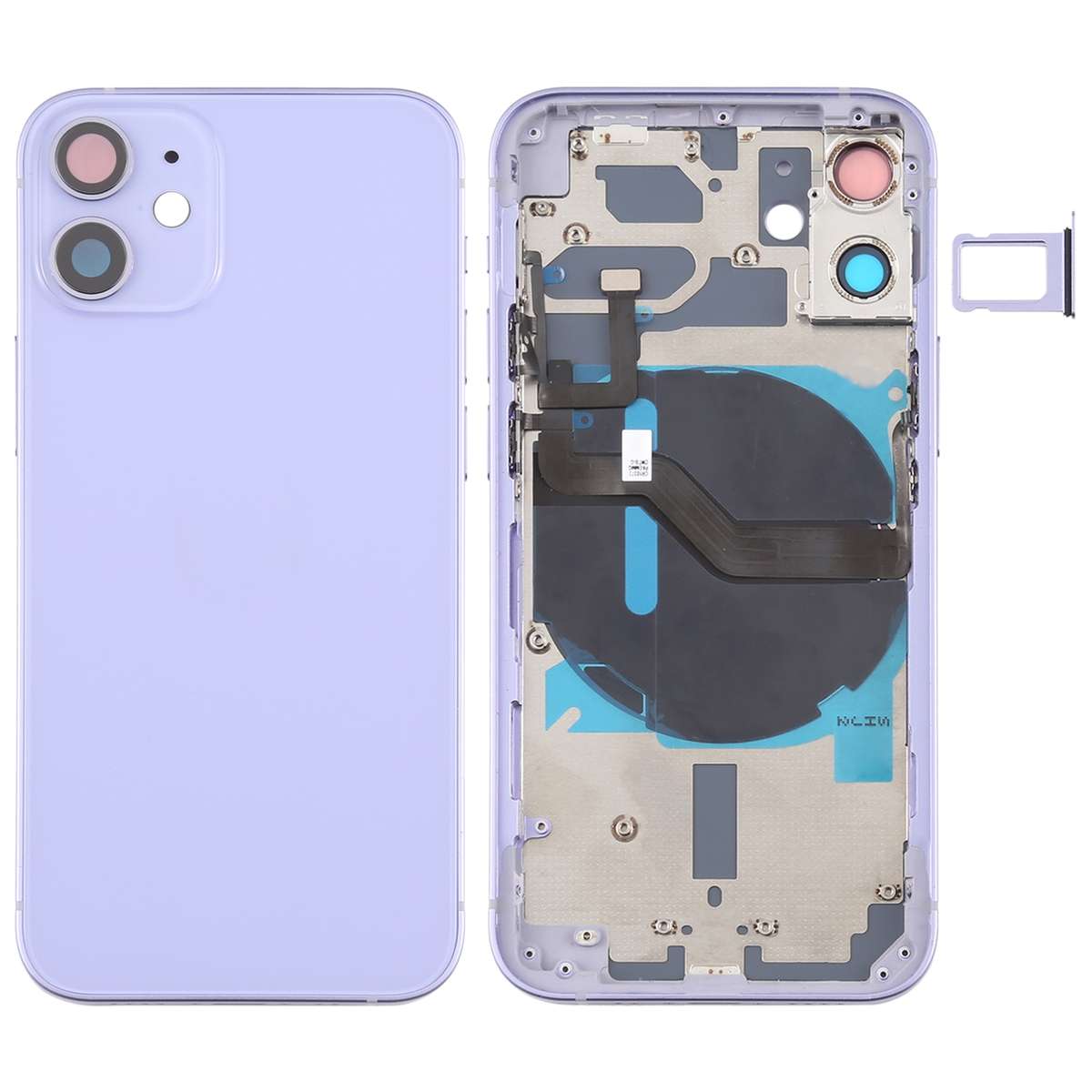 Battery Back Cover (with Side Keys & Card Tray & Power + Volume Flex Cable & Wireless Charging Mo...