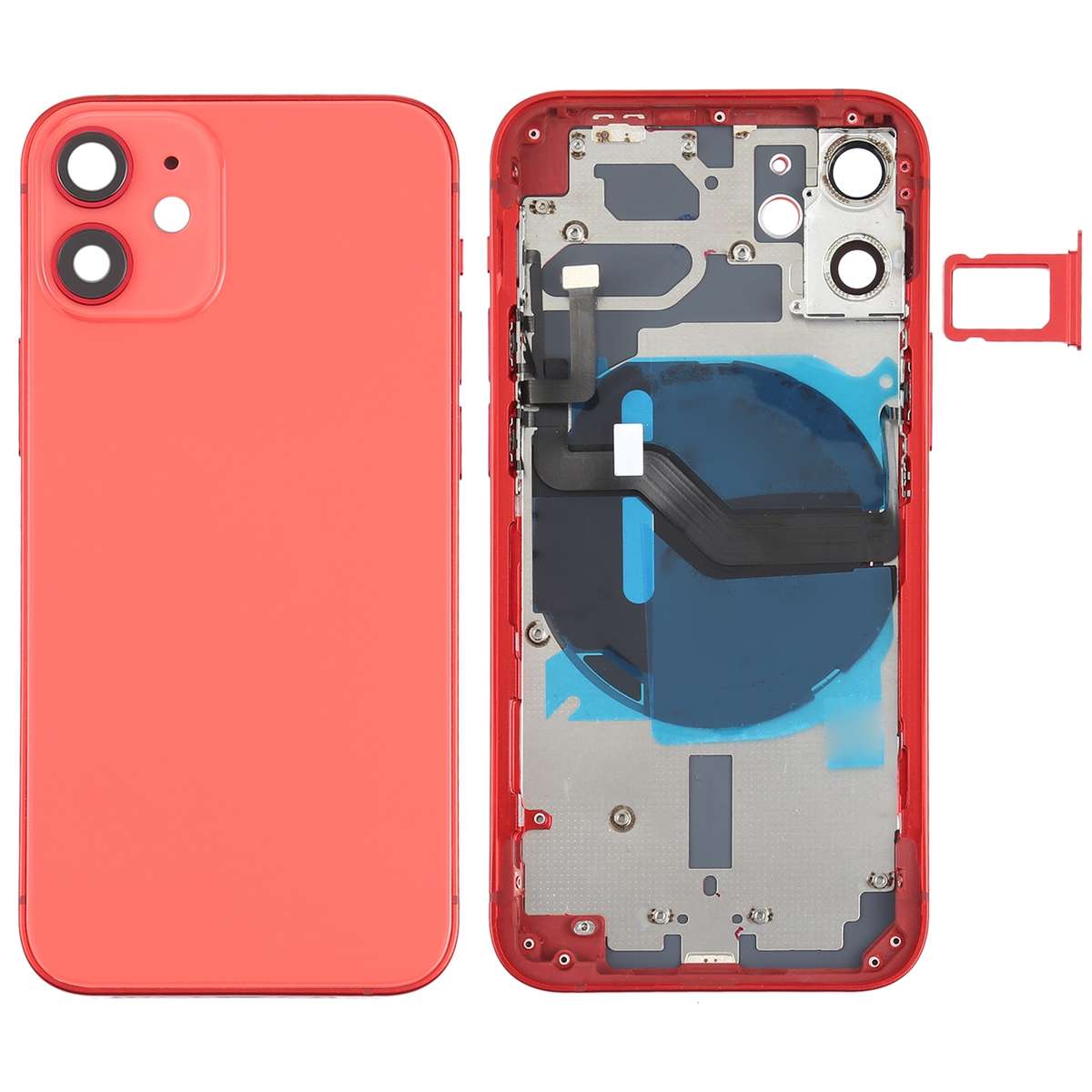 Battery Back Cover (with Side Keys & Card Tray & Power + Volume Flex Cable & Wireless Charging Mo...