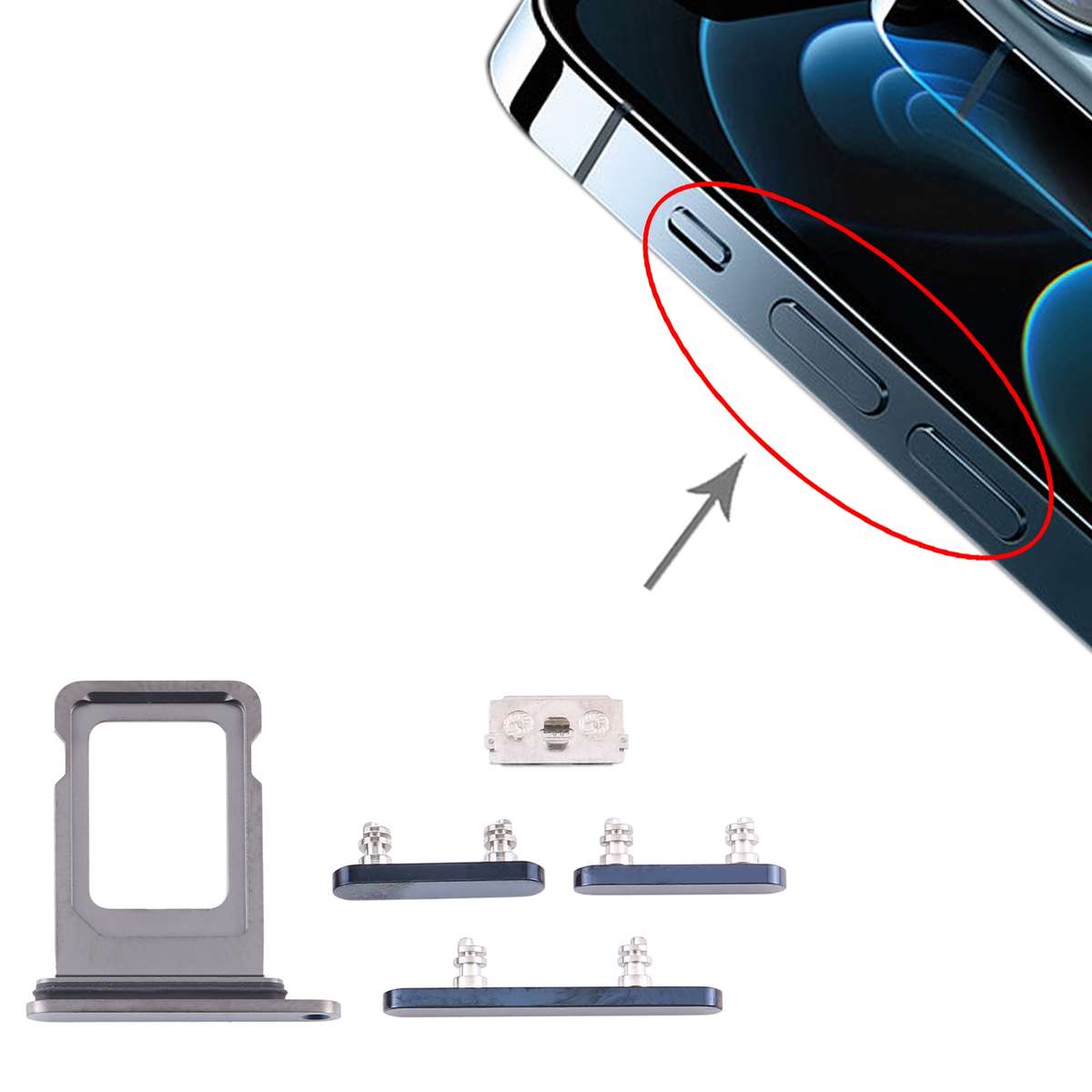 SIM Card Tray + Side Keys for iPhone 12 Pro Max(Graphite)