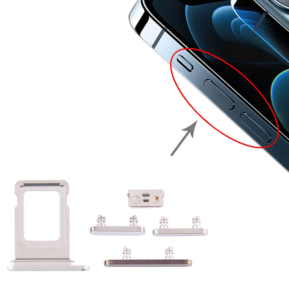 SIM Card Tray + Side Keys for iPhone 12 Pro Max(Graphite)