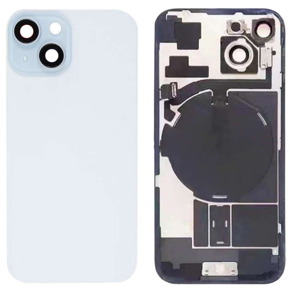 For iPhone 15 Glass Battery Back Cover with Flash Bracket + Wireless Charging Module(Black)