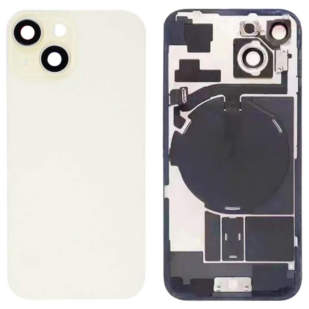 For iPhone 15 Glass Battery Back Cover with Flash Bracket + Wireless Charging Module(Black)