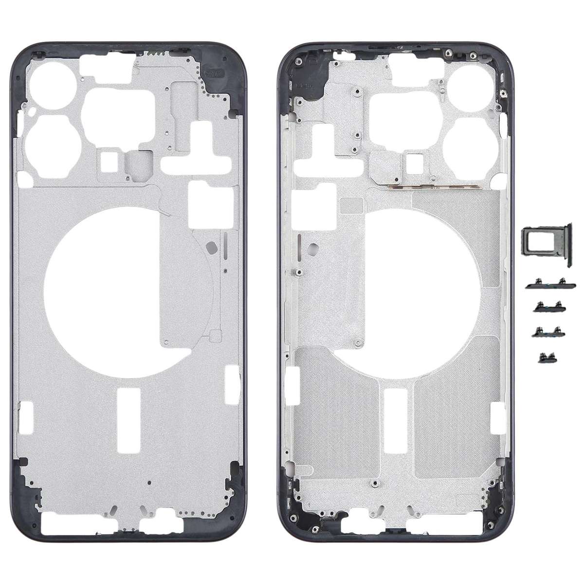 For iPhone 15 Pro Max Middle Frame Bezel Plate with Side Keys + Card Tray, Version:CE EU Version (Bl