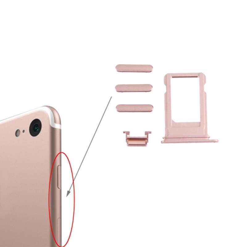 Card Tray + Volume Control Key + Power Button + Mute Switch Vibrator Key for iPhone 7(Black)
