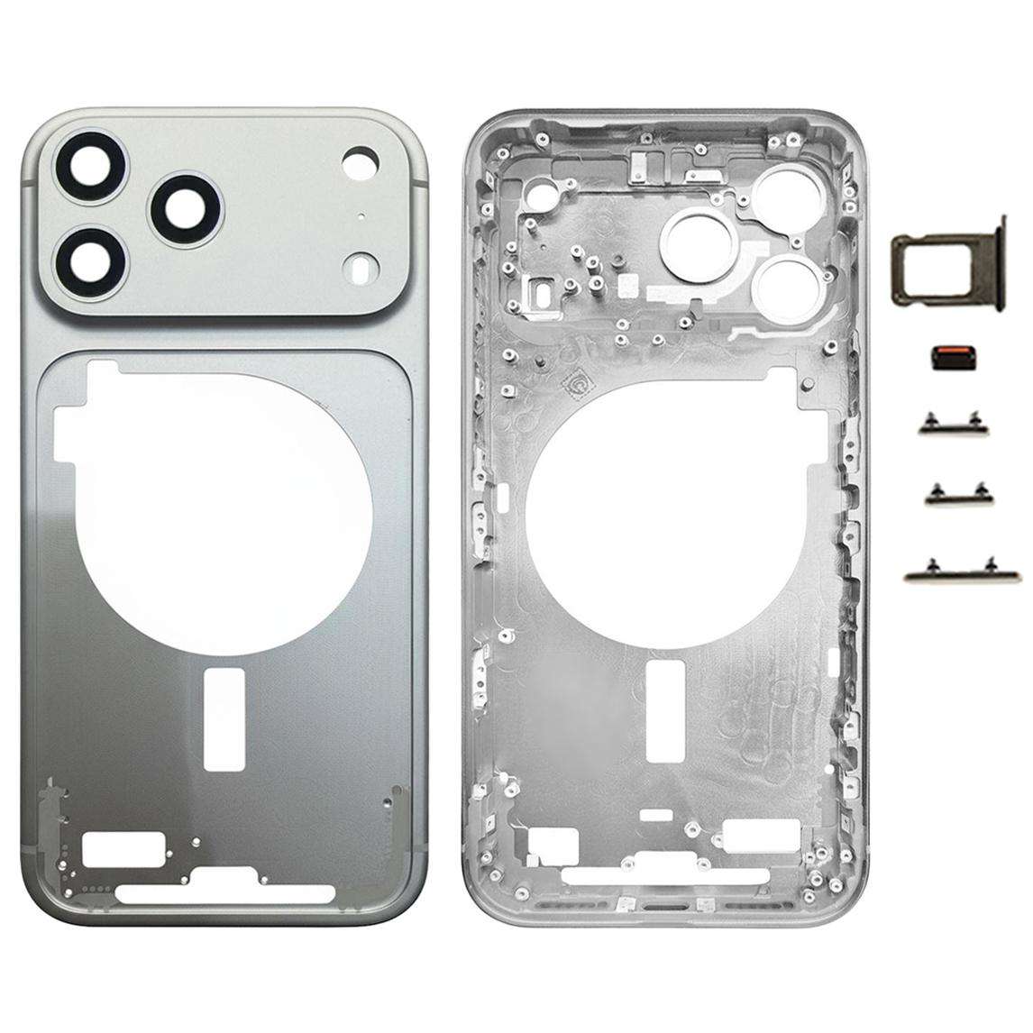 For iPhone 17 Pro Max Middle Frame Bezel Plate with Camera Lens Cover (Orange)