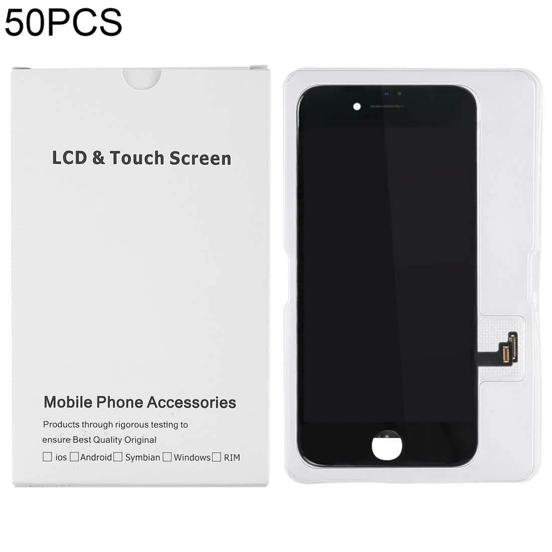 50 PCS Cardboard Packaging White Box for iPhone 8 / 7 LCD Screen