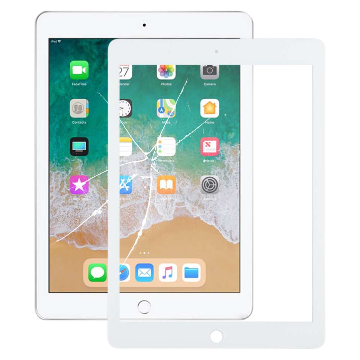 For iPad 9.7 Front Screen Outer Glass Lens with OCA Optically Clear Adhesive (White)
