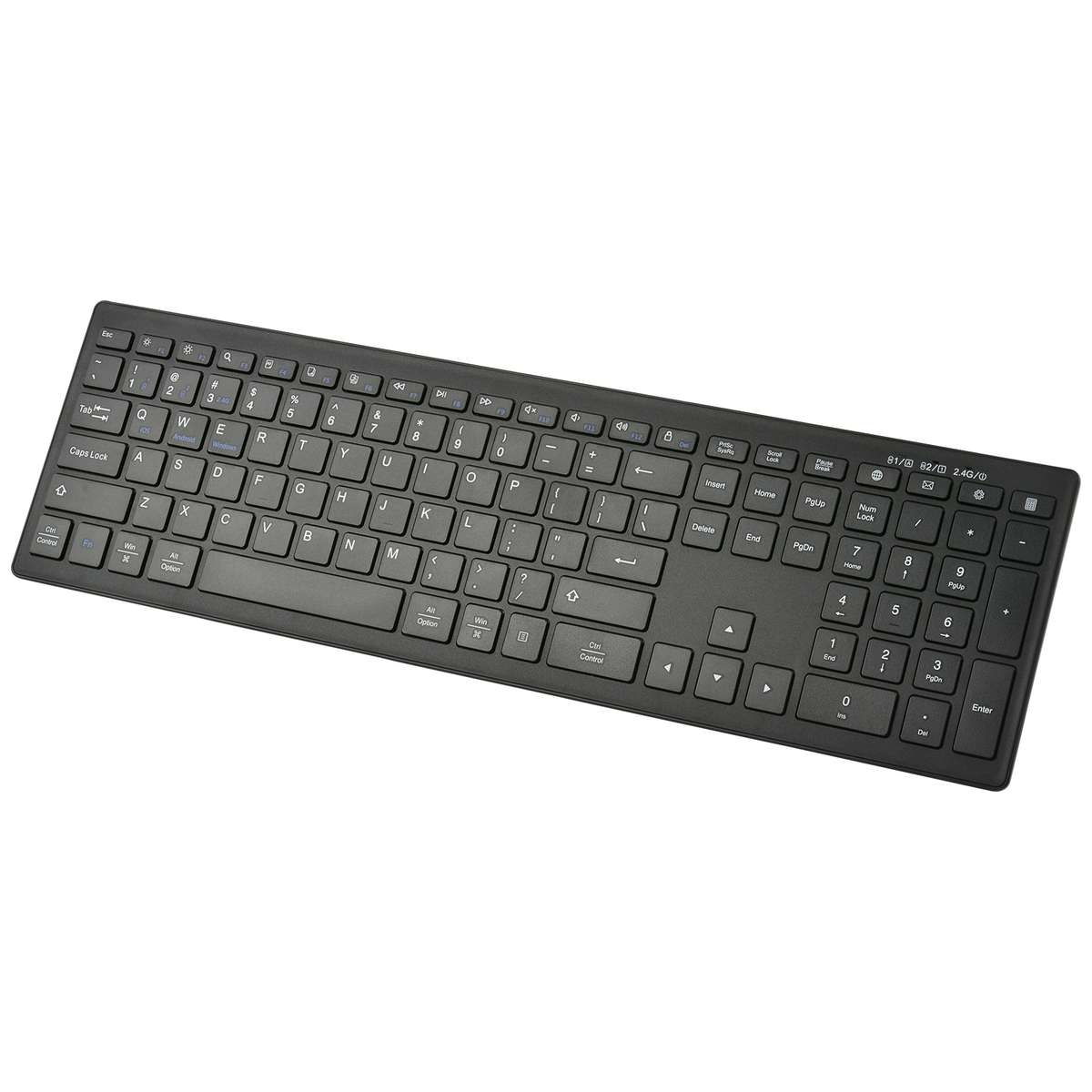 169 2.4Ghz + Bluetooth Dual Mode Wireless Keyboard, Compatible with iSO & Android & Windows (Black)