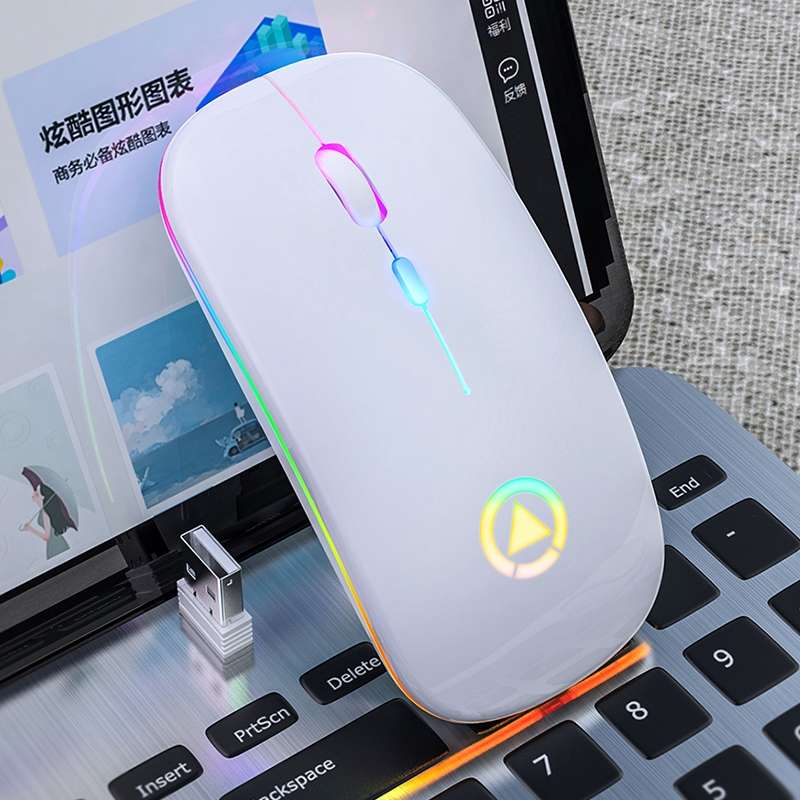 YINDIAO A2 2.4GHz 1600DPI 3-modes Adjustable RGB Light Rechargeable Wireless Silent Mouse (Black)