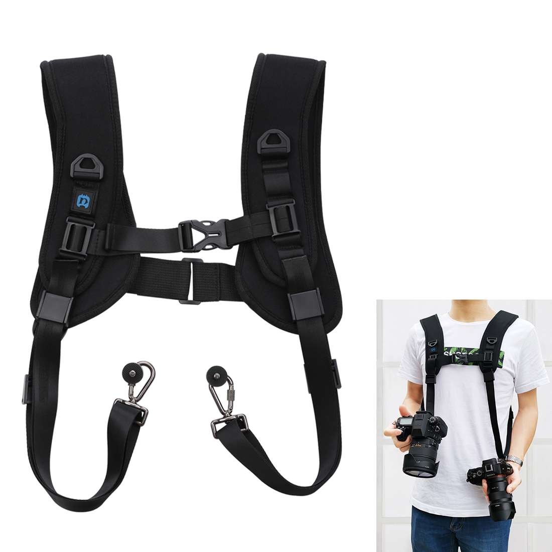 PULUZ Quick Release Double Shoulder Harness Soft Pad Decompression Foam Strap Belt for DSLR Digital