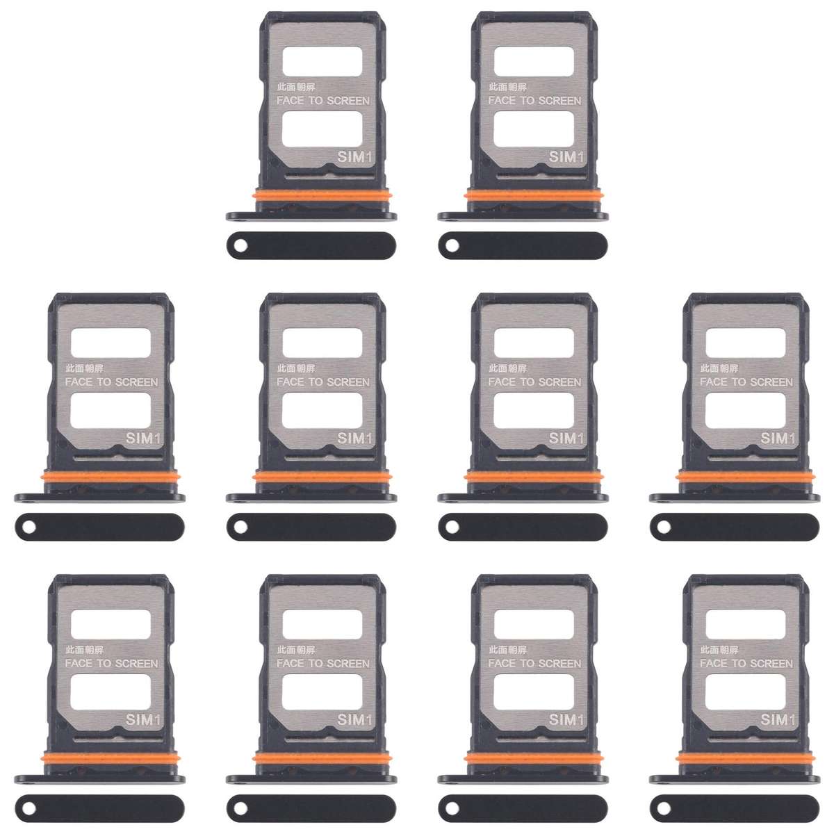 For Xiaomi 14T Pro 5G 10pcs Original SIM Card Tray + SIM Card Tray (Black)
