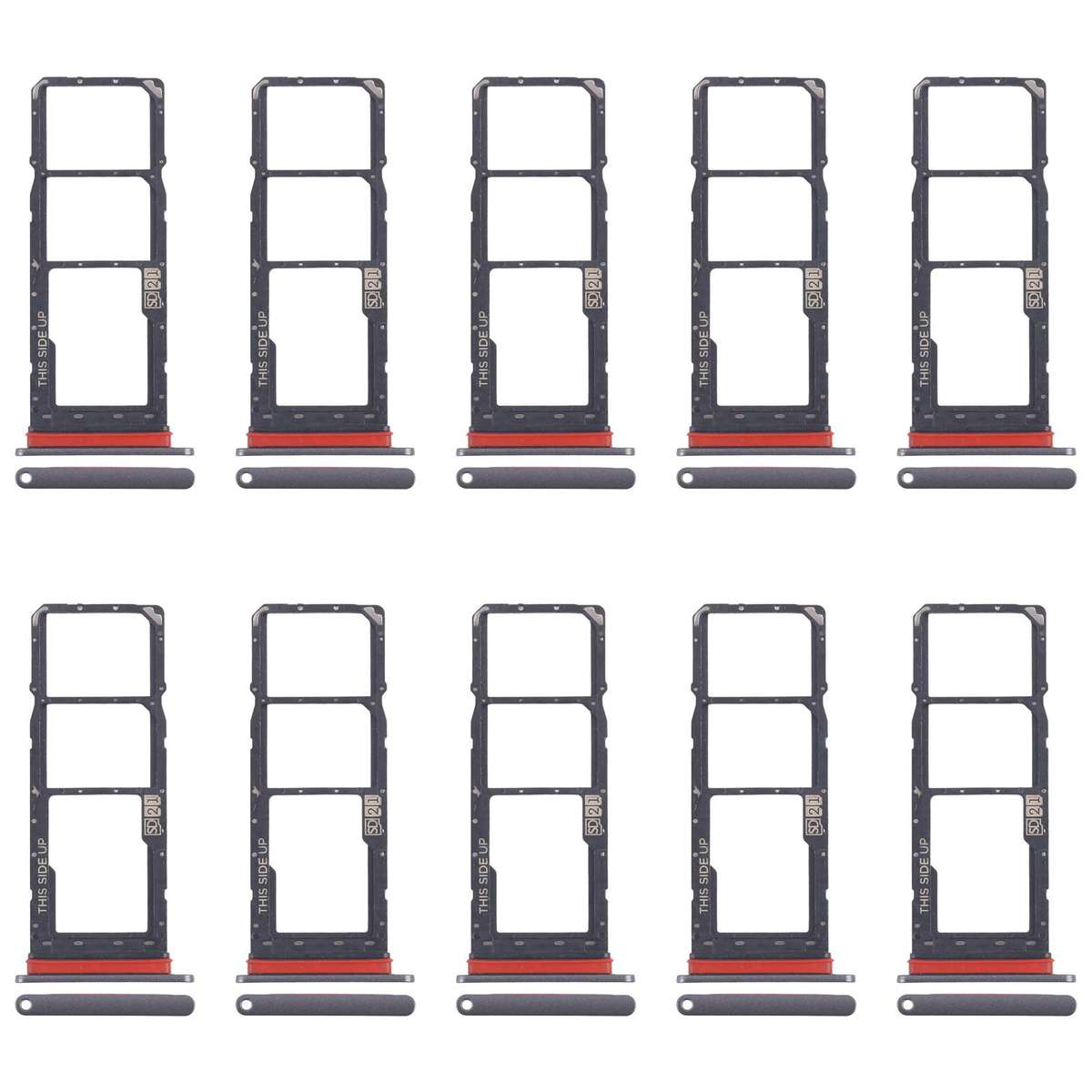 For Motorola Moto E40 10pcs Original SIM Card Tray + SIM Card Tray + Micro SD Card Tray (Grey)