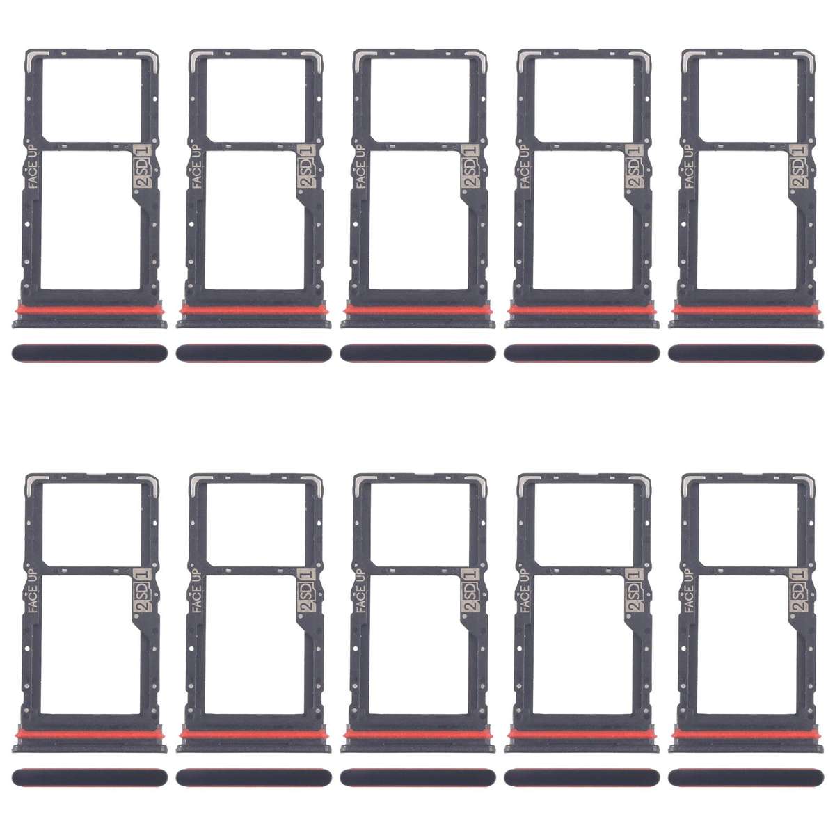 For Motorola Moto G56 10pcs Original SIM Card Tray + SIM / Micro SD Card Tray (Black)
