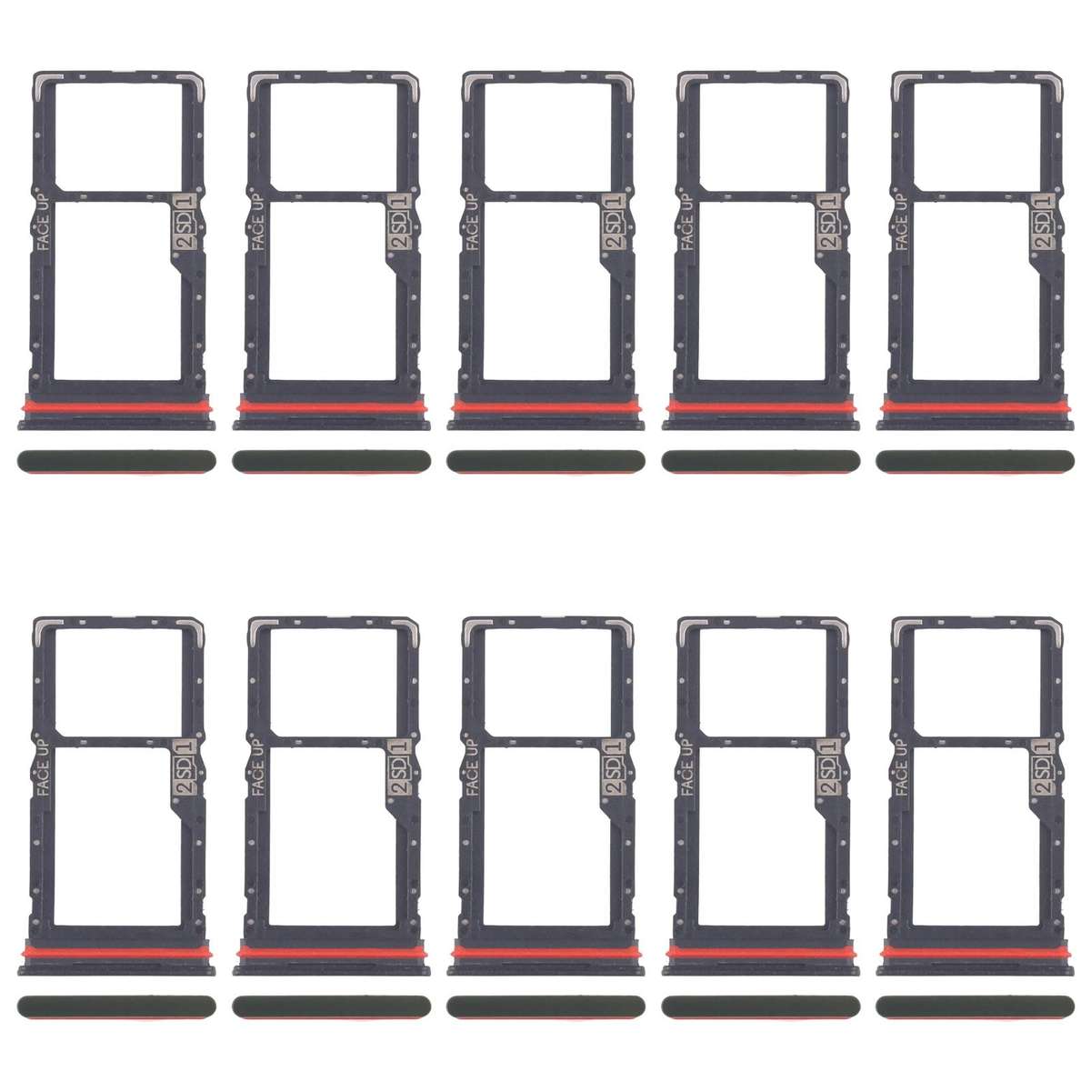 For Motorola Moto G56 10pcs Original SIM Card Tray + SIM / Micro SD Card Tray (Black)