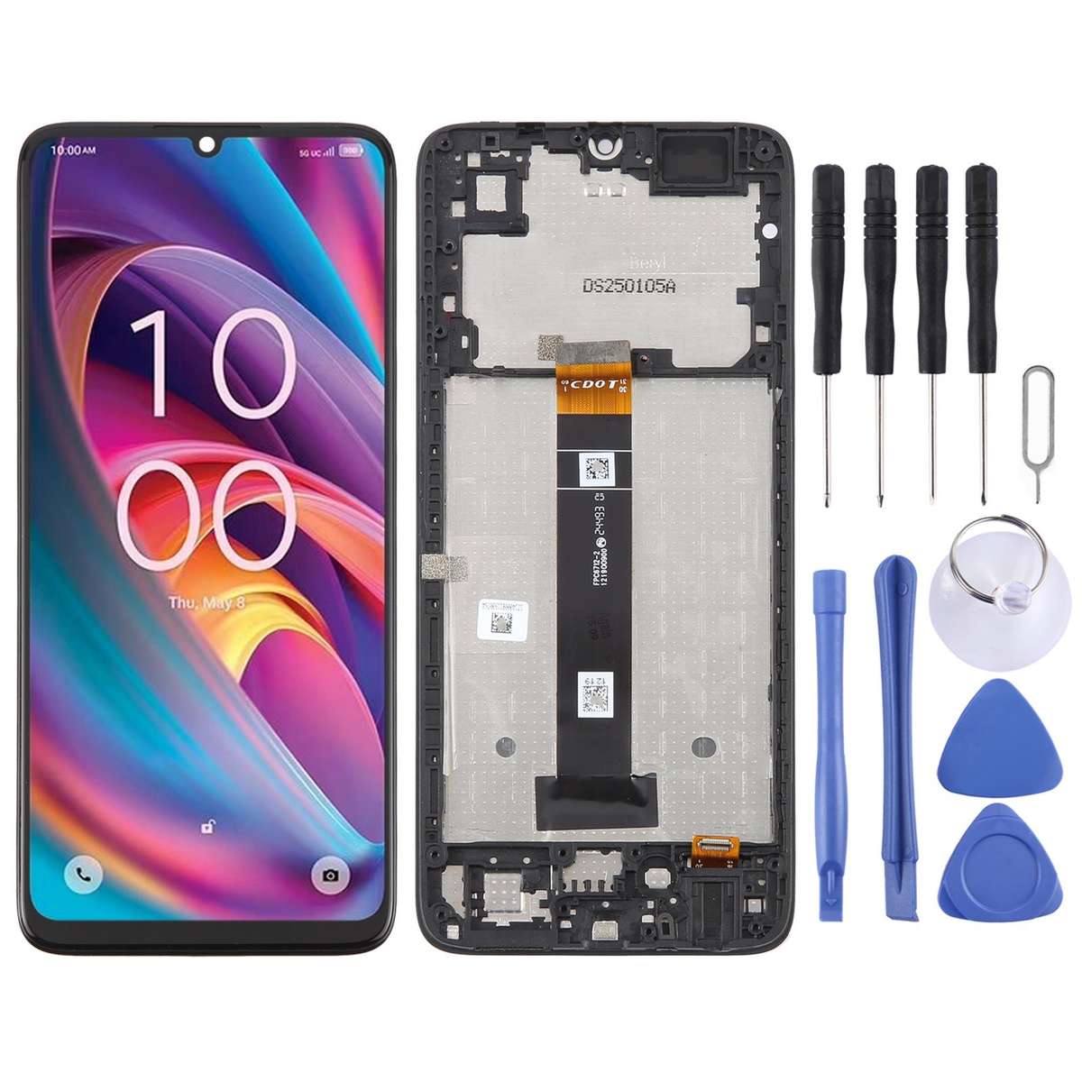 For TCL K32 LCD Screen Digitizer Full Assembly with Frame (Black)