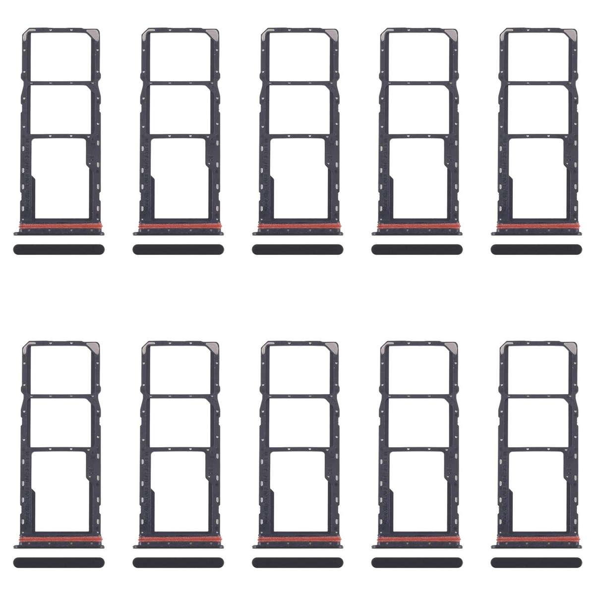 For Xiaomi Redmi A5 4G 10pcs SIM Card Tray + SIM Card Tray + Micro SD Card Tray (Black)