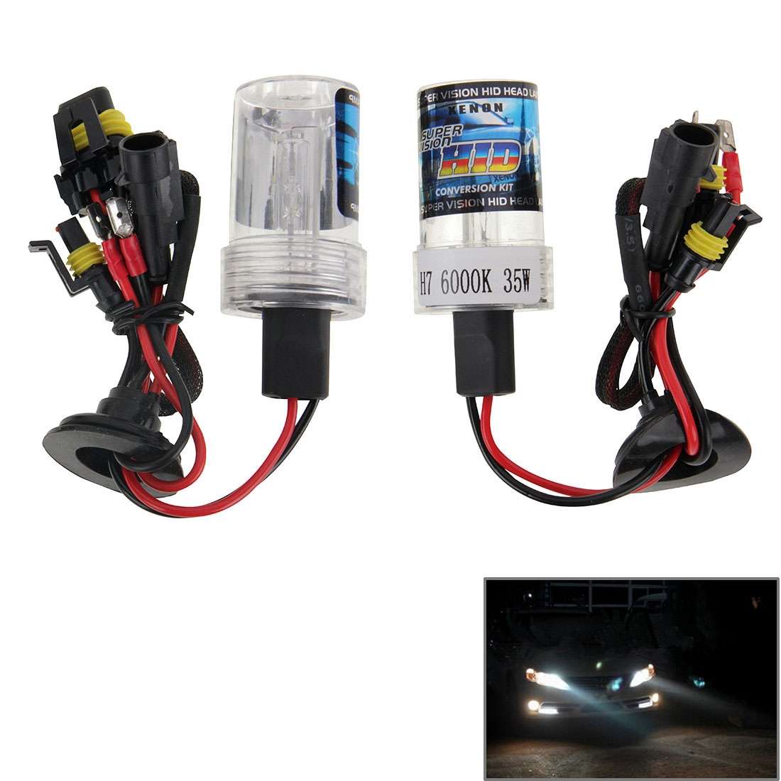 DC12V 35W H7 HID Xenon Light Single Beam Super Vision Waterproof Head Lamp, Color Temperature: 6000K
