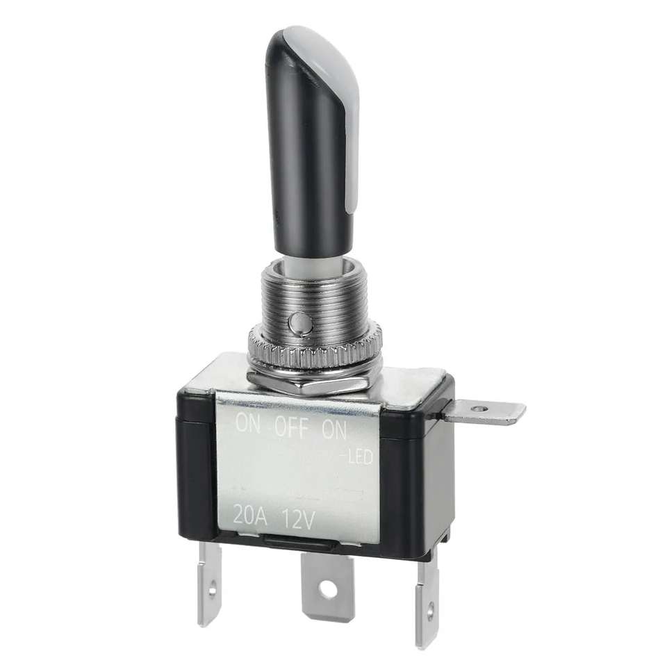 Three-pole ON-OFF-ON Toggle Switch with Blue Light, DC 12V 20A(Black)