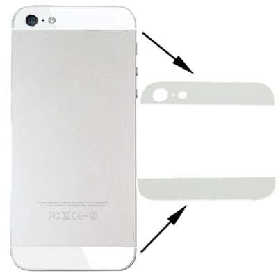OEM Version Back Cover Top & Bottom Glass Lens for iPhone 5(White)