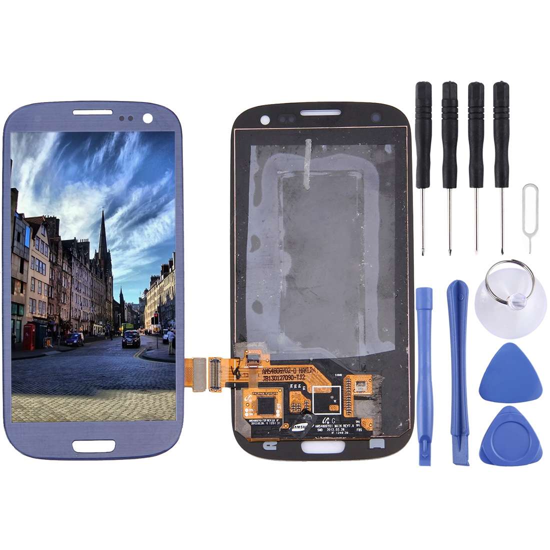 Original Super AMOLED LCD Screen for Galaxy SIII / i9300 with Digitizer Full Assembly (Dark Blue)