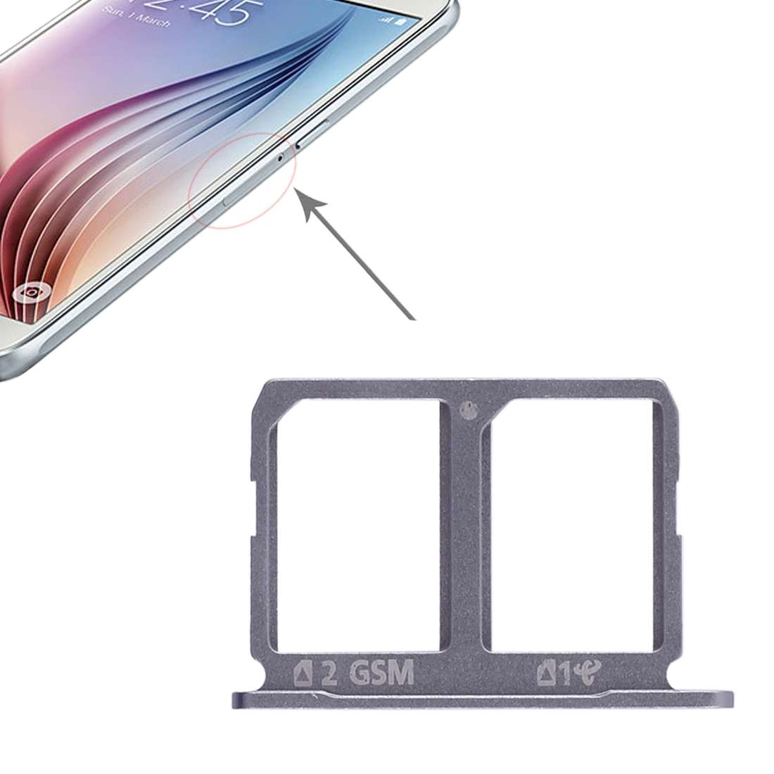 For Galaxy S6 2 SIM Card Tray (Silver)