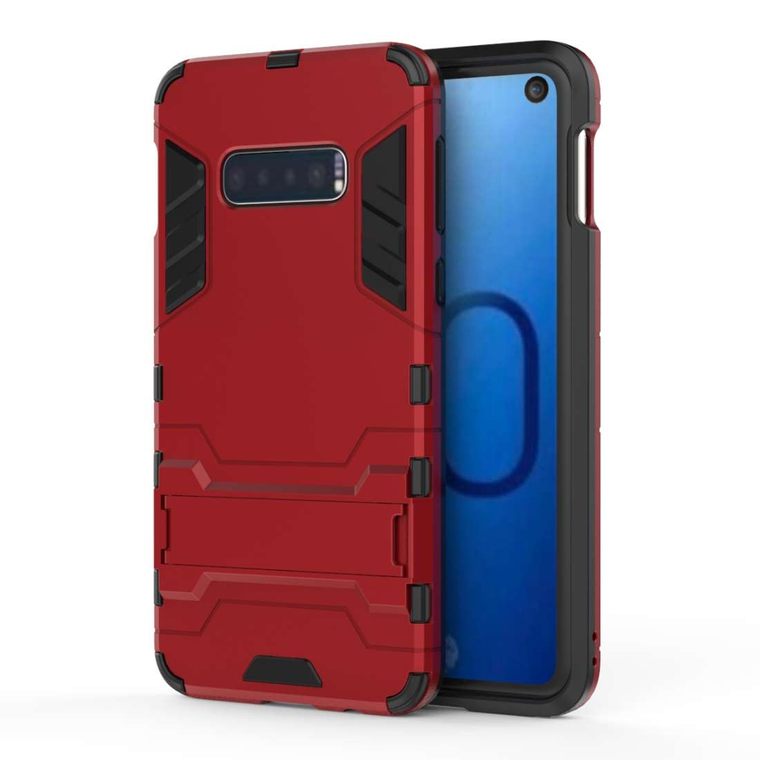 Shockproof PC + TPU Case for Galaxy S10e, with Holder(Navy Blue)