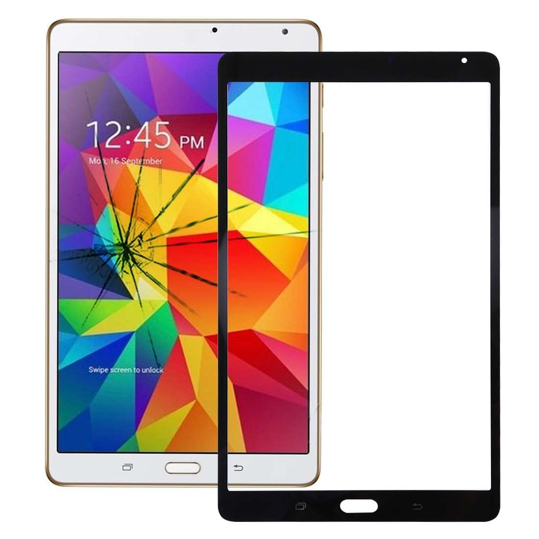 For Galaxy Tab S 8.4 / T700 Front Screen Outer Glass Lens (Black)