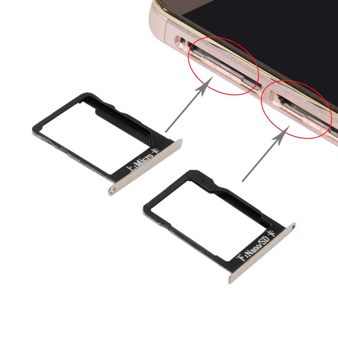 For Huawei Mate 7 SIM Card Tray and Micro SD Card Tray(Grey)