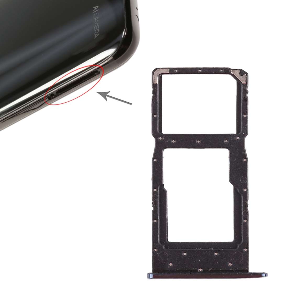 SIM Card Tray + SIM Card Tray / Micro SD Card Tray for Huawei Honor 10 Lite / P smart (2019)(Blue)