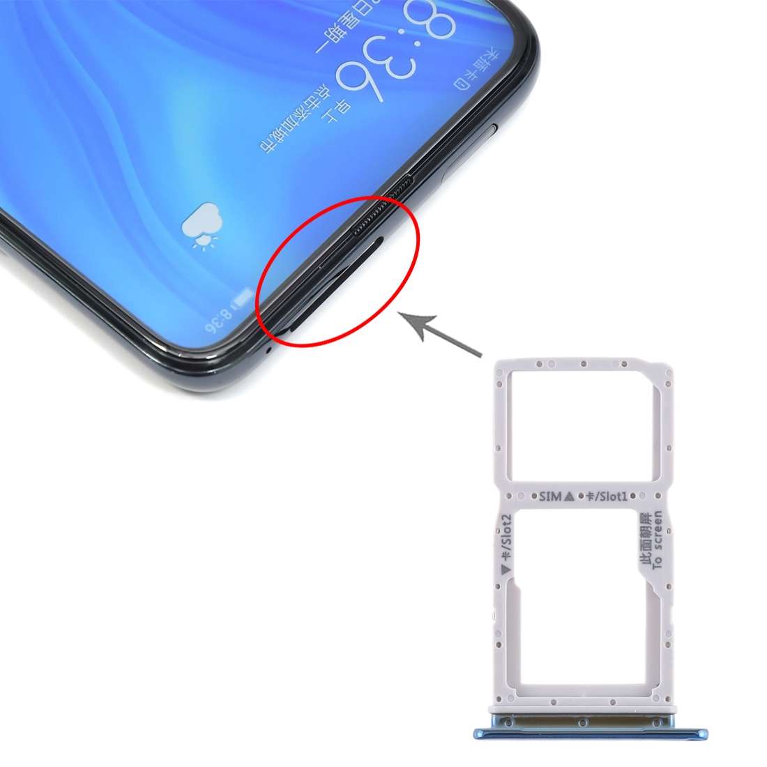 SIM Card Tray + SIM Card Tray / Micro SD Card Tray for Huawei Enjoy 10 Plus (Breathing Crystal)
